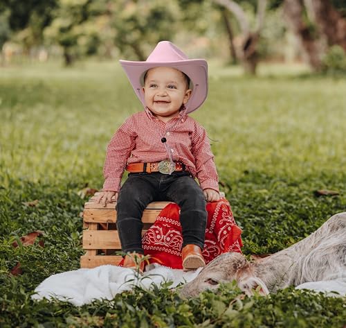 Image of Jastore Kids Girls Boys Wide Brim Western Cowboy Cowgirl Hat with Wind Lanyard Felt Fedora Hat