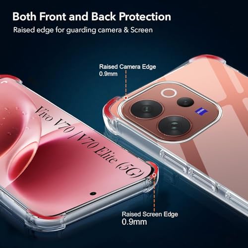 Image of Jkobi Shockproof Crystal-Clear Back Case for Vivo V70 | Vivo V70 Elite 5G (Anti Yellow Case | Drop & Camera Protection | Hard Polycarbonate)