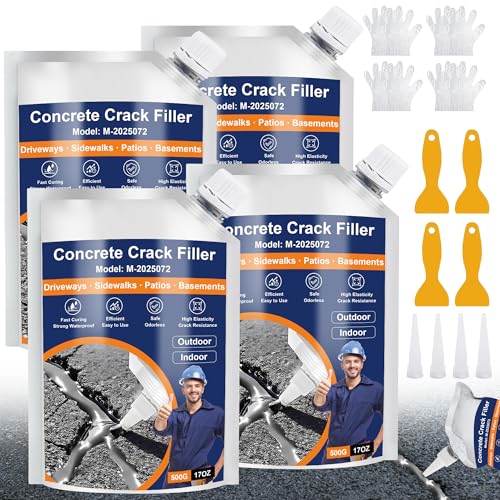 Concrete Crack Filler, 4 PCS Self Leveling Cement Crack Sealant, ...