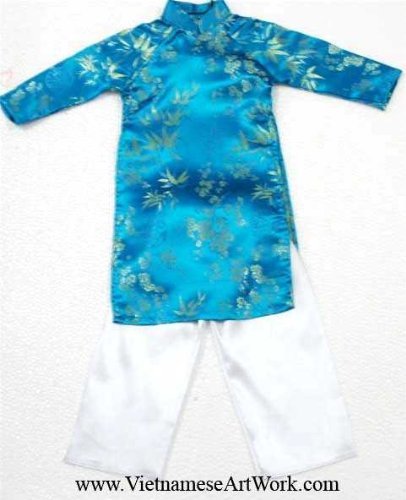 Ao Dai, Vietnamese Traditional Dress for Children - Turquoise/Size#4 - Similar to US Size 2T