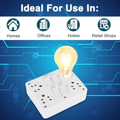 Image of Combined Box 6A with Universal Socket, Master Switch, LED Indicator | 240V Power Utility Box for Home, Office & Appliances (COMBINED BOX 4+5), Without Wire, 6 Month Warranty