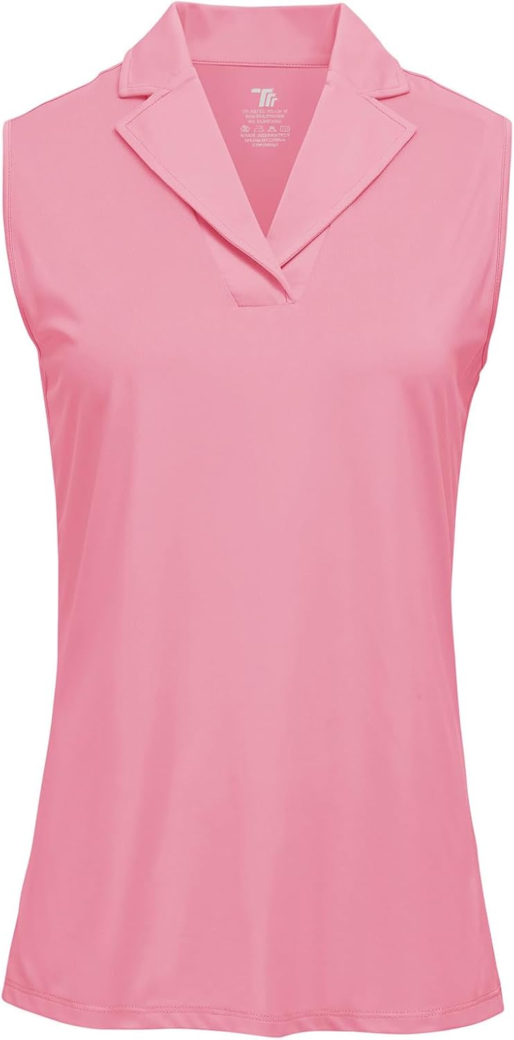 YSENTO Women's Sleeveless Golf Shirts Summer Fashion Cute Polo Tops UPF 50 Dry Fit Lapel Collar V Neck Clothes