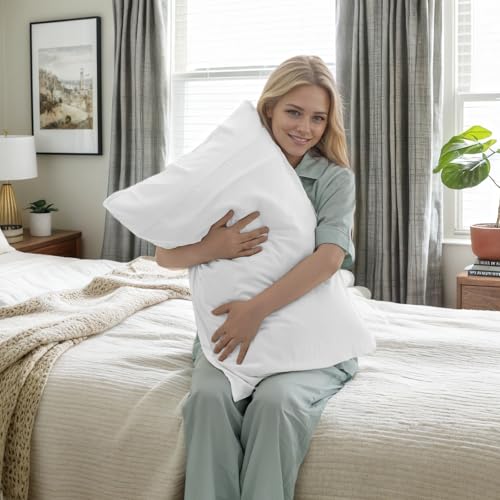 Image of White Pillow Cases Standard Size 2 Pack, Rayon from Bamboo Cooling Pillowcases with Envelope Closure, Cool & Breathable Pillow Case for Hot Sleepers and Night Sweats, 20x26 inches