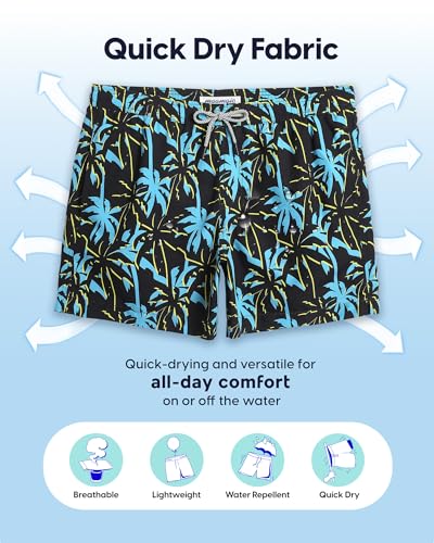 Image of maamgic Mens Swim Trunks 5 Inch with Mesh Lining, Quick Dry Mens Bathing Suit, Swim Shorts for Swimming and Beach