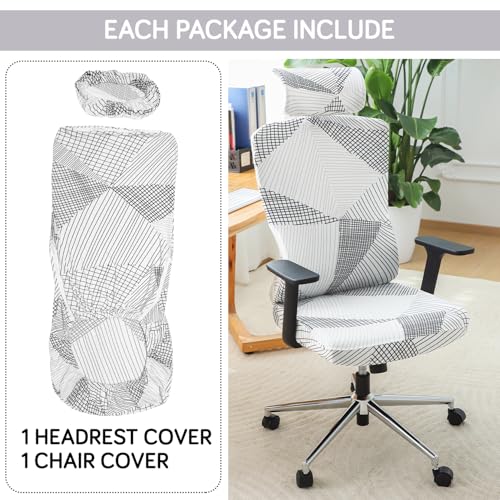 Add HOKIPO Elira Chair Cover, Snow White Snow White Black Geometry - Image 4