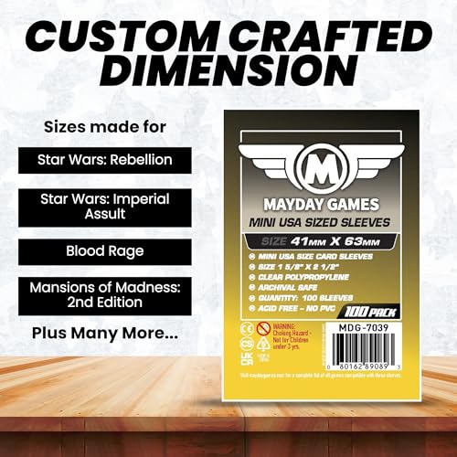 Image of MayDay Games Mini USA Card Sleeves 41x63mm - Clear Polypropylene, 40 Micron, 400 Standard Board Game Card Sleeves- MDG-7039