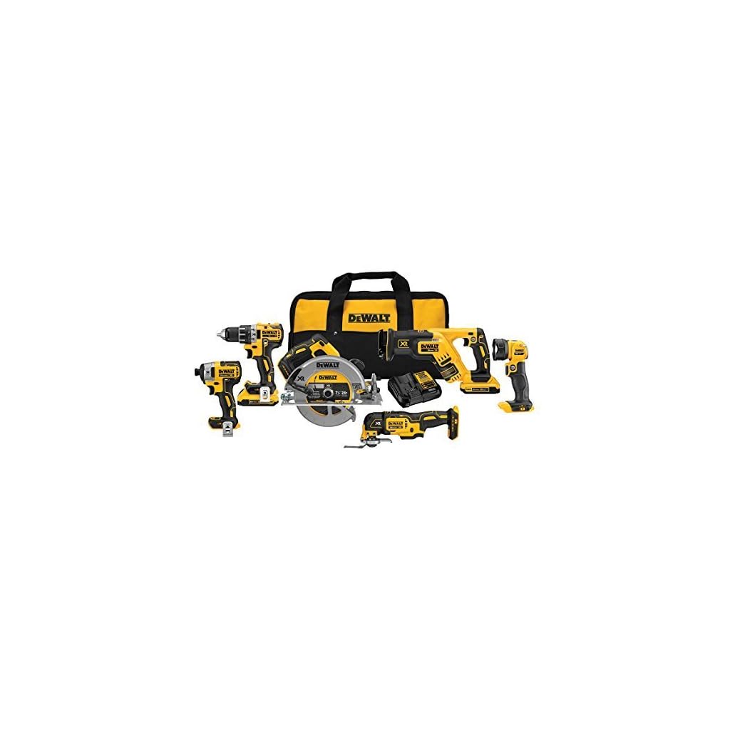 DEWALT-20V-MAX-Power-Tool-Combo-Kit-6-Tool-Cordless-Power-Tool-Set-with-2-Batteries-and-Charger-DCK684D2-Yellow