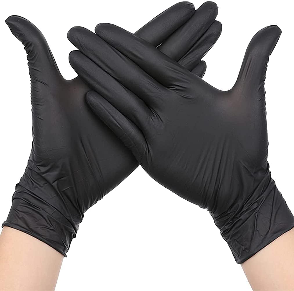 Black Nitrile Disposable Gloves Latex Free Powder Free, Heavy Duty Exam Gloves, Extra Strong Medical Surgical Cleaning Food Prep Gloves, Multi-Purpose Disposable Nitrile Gloves (Large, 1000, count)