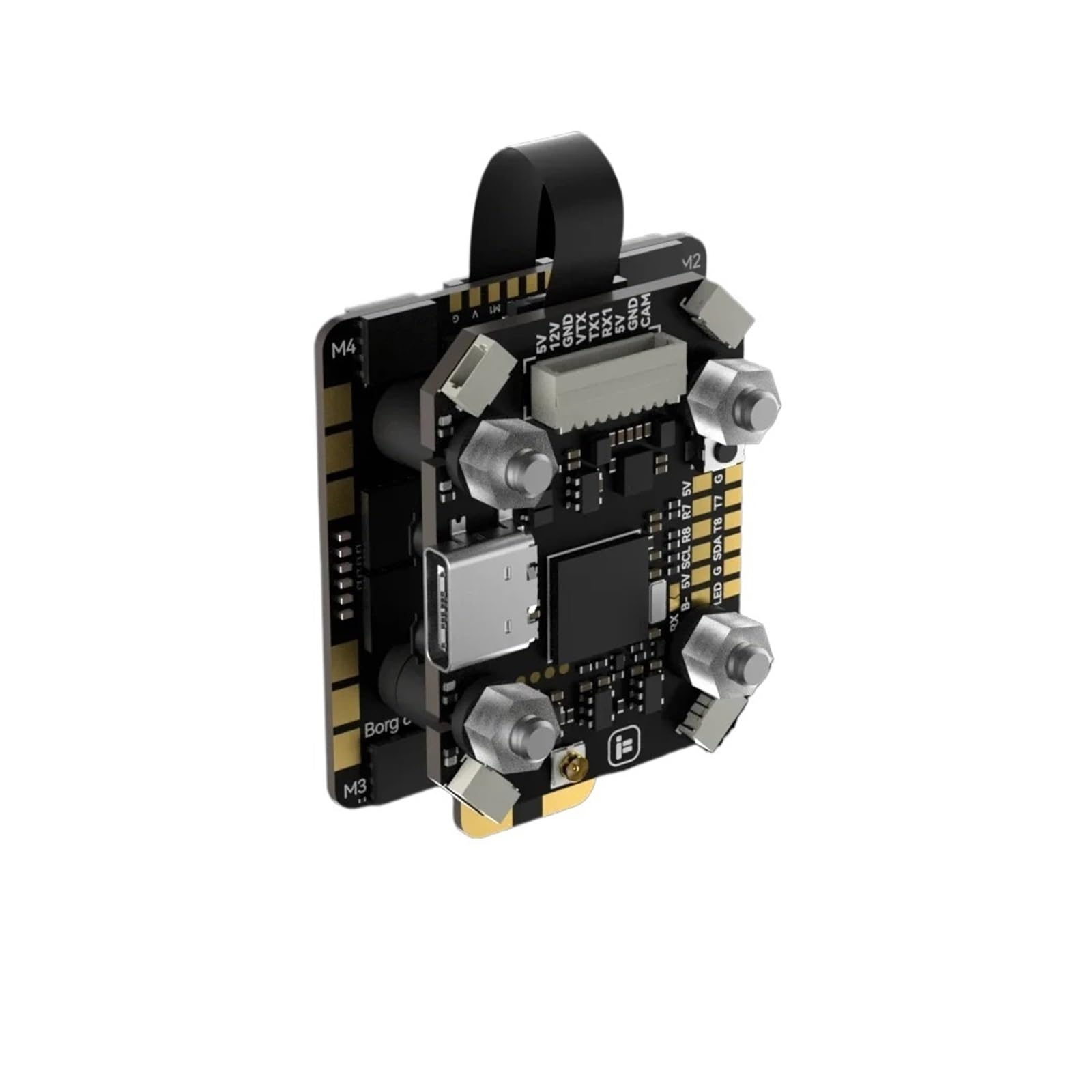 Flight Controller ESC Stack Borg Mini H7 ELRS 2-6S | Eingebauter Empfaenger, 60RS 60R 4-in-1, 20x20mm Montage, Verbundmaterial(With Borg 60R ESC)
