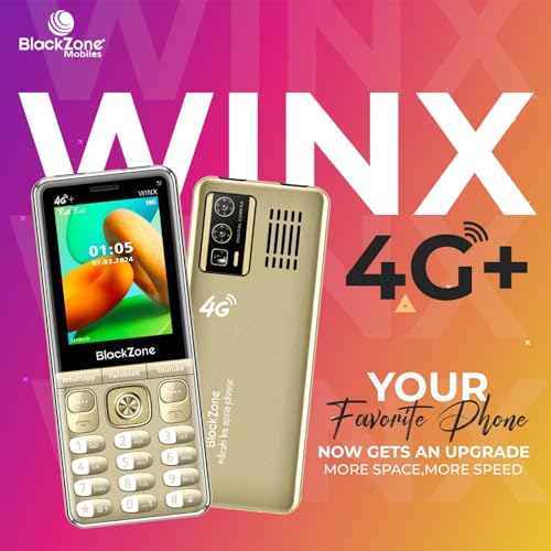 Image of BLACKZONE Winx 4G Plus 3GB RAM 16GB ROM Volte Keypad Mobile Phone with WiFi, Whatsapp, Instagram, YouTube, Play Store, 2.8-Inch Touch Display, All Android Features (1 Year Warranty) (Gold)