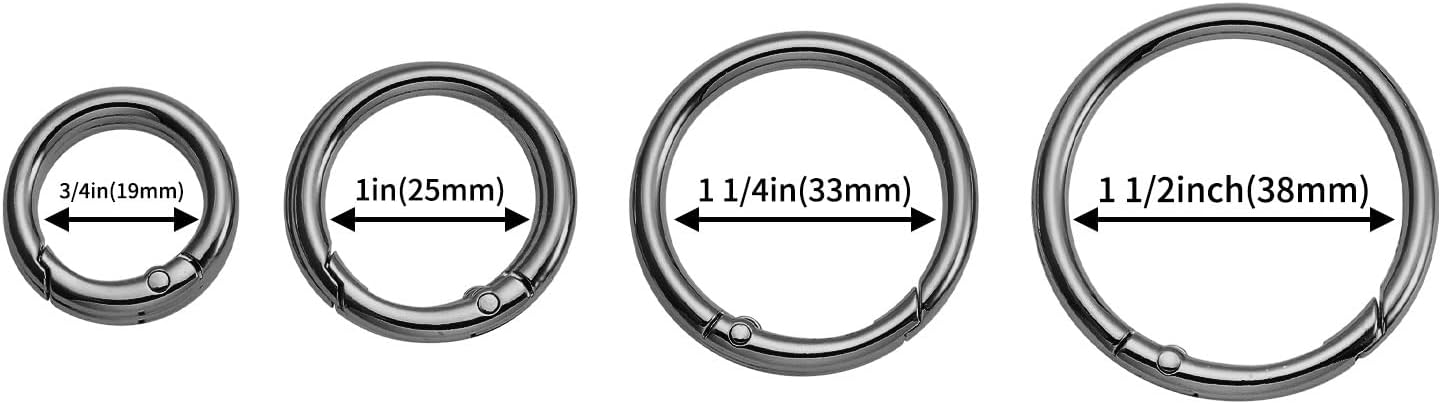 12Pcs Metal Spring O Rings Clip Keychain, Round Carabiner Clips Keyrings Snap Hook Buckle for Bags,Purses - Image 2