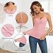 WOWENY Thermal Fleece Tank Top for Women Ruched V Neck Sleeveless Warm Camisole Base Layer Vest Underwear Tops(Pink, Small)