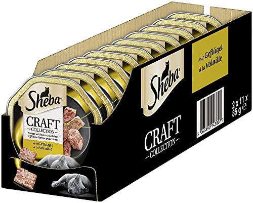 Sheba Katzenfutter Nassfutter Craft Collection Pastete mit feinen Stückchen mit Geflügel, 22 Schalen (22 x 85g), 1870 g Cover