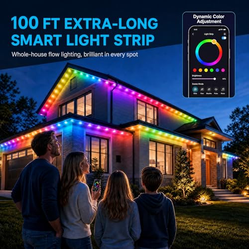 Luces exteriores inteligentes RGB 100FT impermeables miniatura 4