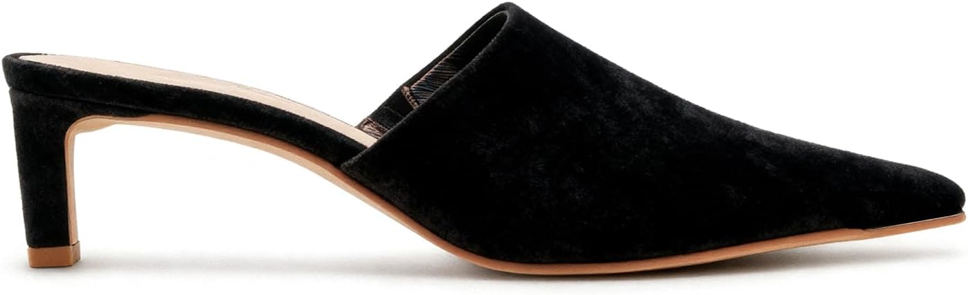 RJYLP Kitten Heel Mules for Women Comfortable Slip On Mules Pumps Pointed Closed Toe Slides Wedding Party Dress Pumps Shoes