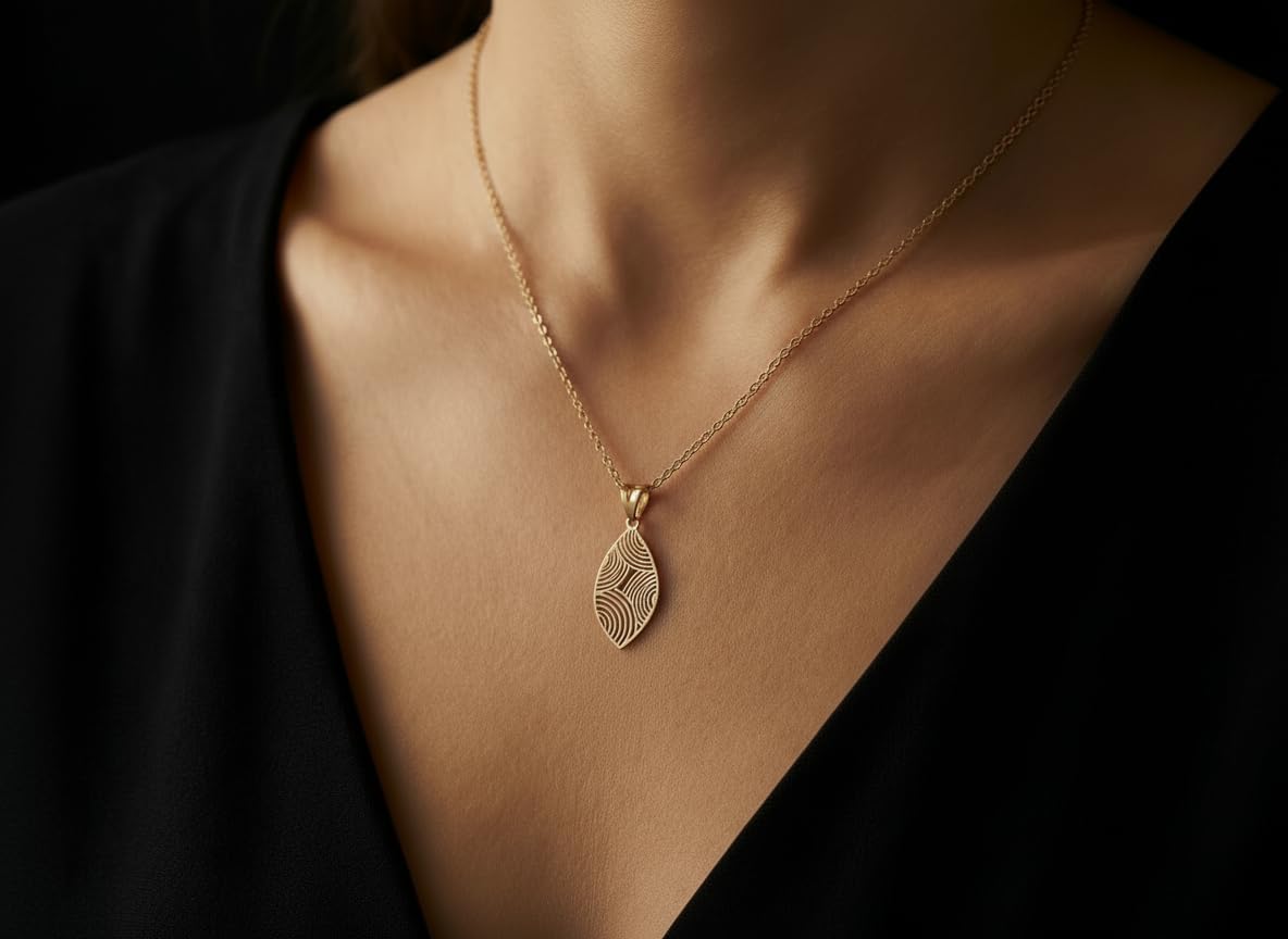 Collar de oro amarillo de 18 quilates, diseño geométrico contemporáneo, 2,87 g, cadena de cable 46 cm