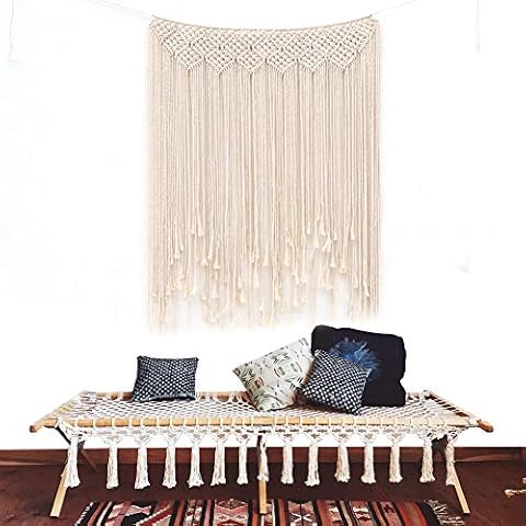 SXYLHF Macrame Wall Hanging Cotton Handmade Woven Wall Tapestry Large Boho Wedding Backdrop Wall Decoration Farmhouse Style Fringe Tassel Wall Art Decor for Living Room Cover