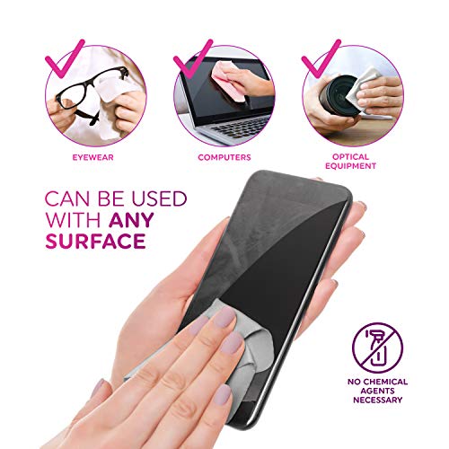 Premium Microfiber Cleaning Cloth - Extra Soft Suede Like Lint Free Cloths for Eyeglasses & Glass, Compatible with iPad, iPhone, Phone, Tablet, MacBook, Screen, Camera Lens (12 Small - 2 Large, Black) - Thumbnail 7