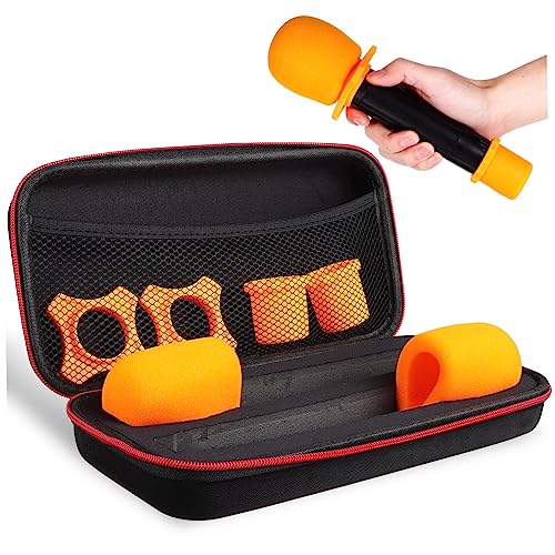 Garneck Microphone Case Set Windscreen Covers Anti-slip Ring Rod Sleeve and Storage Bag for Wired Mics