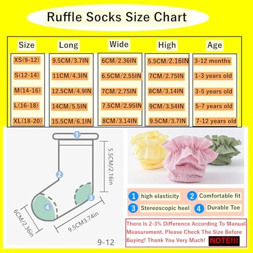 Baby Girls' Ruffle Socks Toddler Lace Frilly Dress Sock Newborn Soft and Breathable Cotton Eyelet Sock 4 Pack2