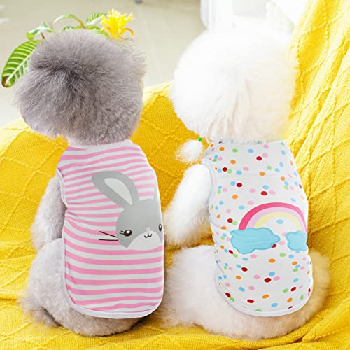 Cooshou 4Pcs Dog Cat Shirts Dog Polka Dot Vest Dog Stripe Sleeveless T-Shirt Pet Soft Vest Breathable Clothes For Small Medium Dog Puppy Kitten Cat L #TOP6