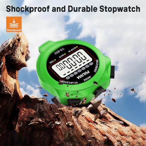 Image of Sports Stopwatch Timer, Single Lap Split Digital Stop Watch for Sports Kids Coaches Swimming Running, Green