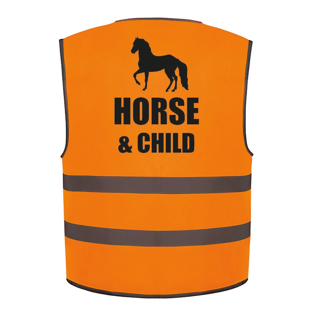 Brook Hi Vis Uk Orange Horse And Child Kids Hi Vis Vest Children's High Visibility Reflective Safety Waistcoat School Horse Riding Road Safe Equine