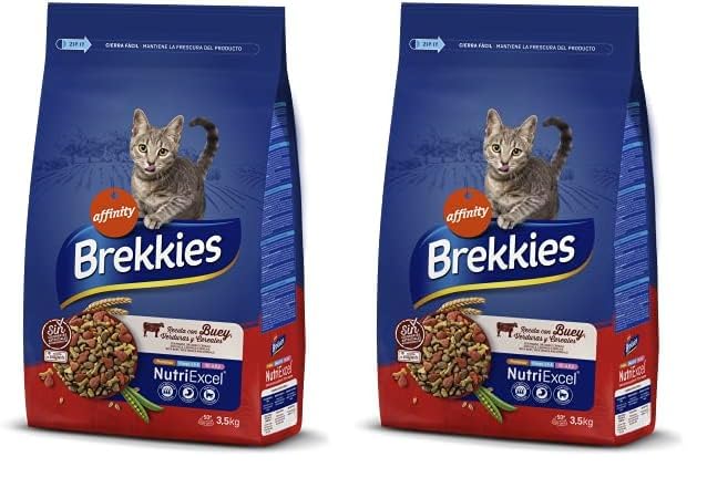 Brekkies Pienso para Gatos con Buey, Verduras y Cereales 3,5kg 3500 g (Paquete de 2)