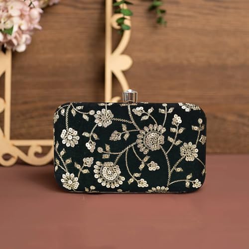 Image of LONGING TO BUY Hand Crafted Designer Box Clutch - Zari Embroidery For Women
