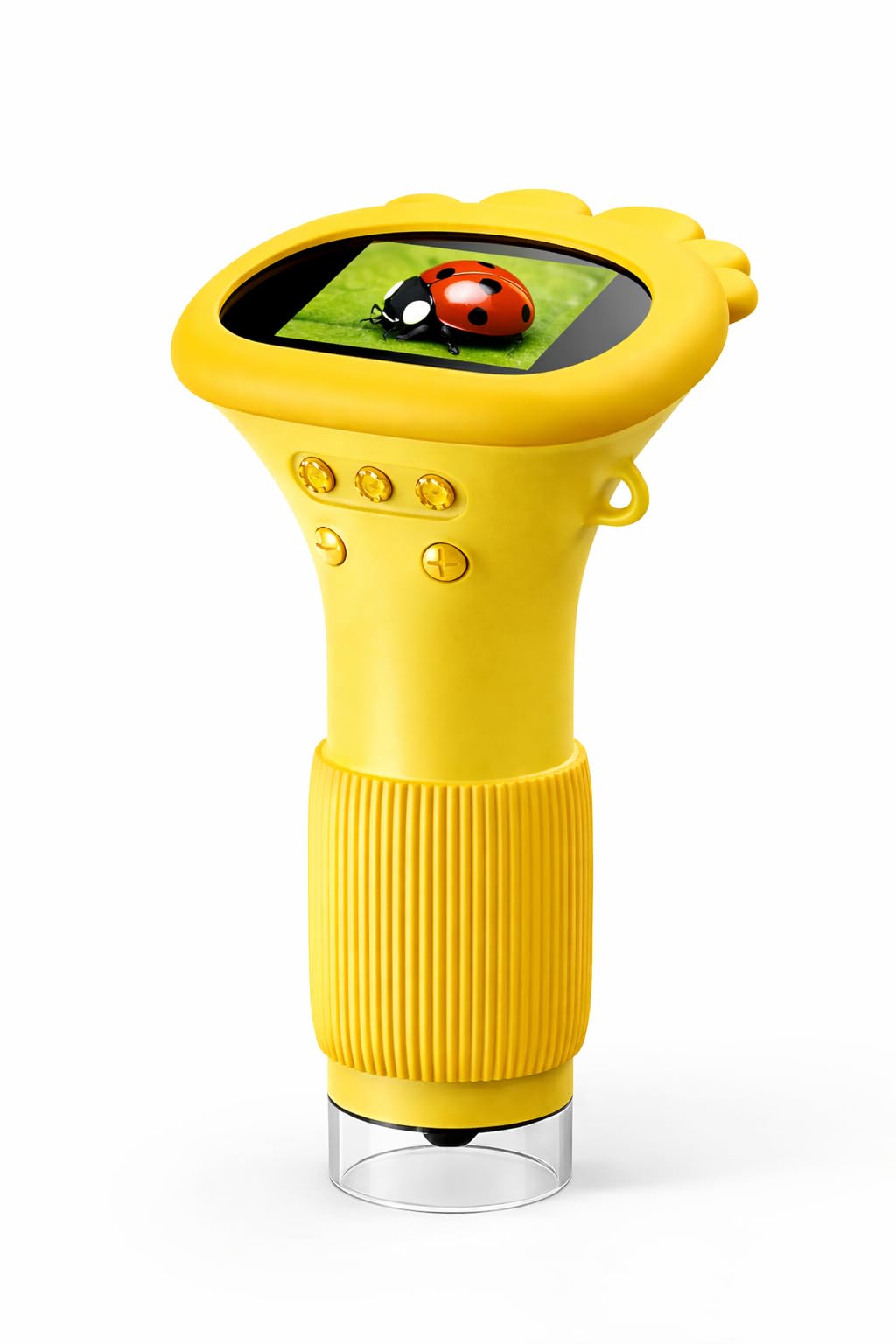 Microscopio digital infantil con pantalla IPS de 2 pulgadas, aumento de 1000 x – recargable – 8 LED ajustables – foto y vídeo – juguete científico educativo de 3 a 10 años – idea de regalo (amarillo)