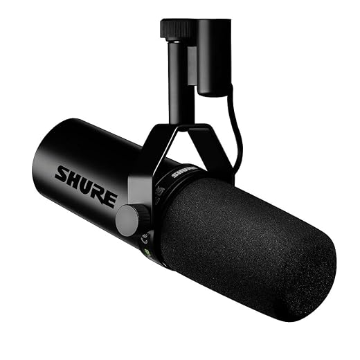 Shure SM7dB Dynamic Vocal Microphone with Built-in Preamp – Studio Mic for Streaming, Podcasting, and Recording – Smooth Sound, Wide Frequency Range, Rugged Build, Windscreen Included, Black