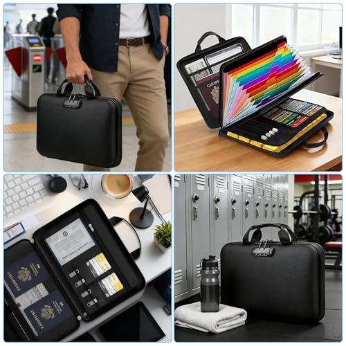 Sejf ognioodporny z zamkiem, ognioodporna torba na dokumenty 36x28x7,5 cm organizer do folderów organizer ognioodporny wodoodporny do plików A4, certyfikaty, paszport i nie tylko