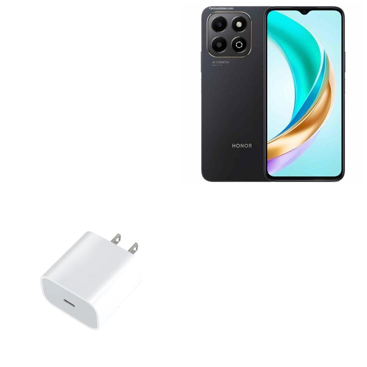 BoxWave Charger Compatible with Honor X6b - PD GAN miniCube (30W), 30W Tiny PD GAN Type-C Wall Charger - Winter White