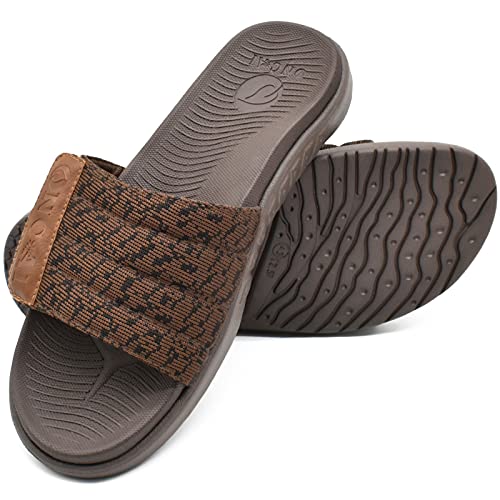 Image of ONCAI Mens Sandals Sports Slides Open Toe Athletic Adjustable Straps Orthotic Plantar Fasciitis Sandals with Cushion Arch Support Footbed Brown Size 7.5, Brown, 7.5