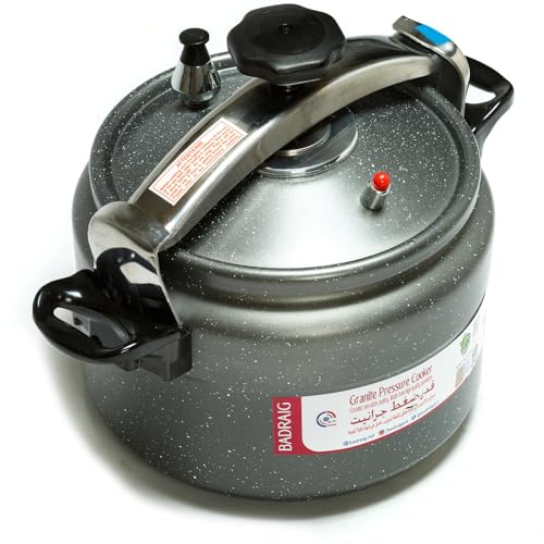 بادريق قدر ضغط جرانيت المنيوم بمقابض - سعة 3 لتر، قاعدة موزع حرارة، تصميم عالي الأمان، آمن للاستخدام في غسالة الأطباق، ضمان 5 سنوات - رمادي داكن