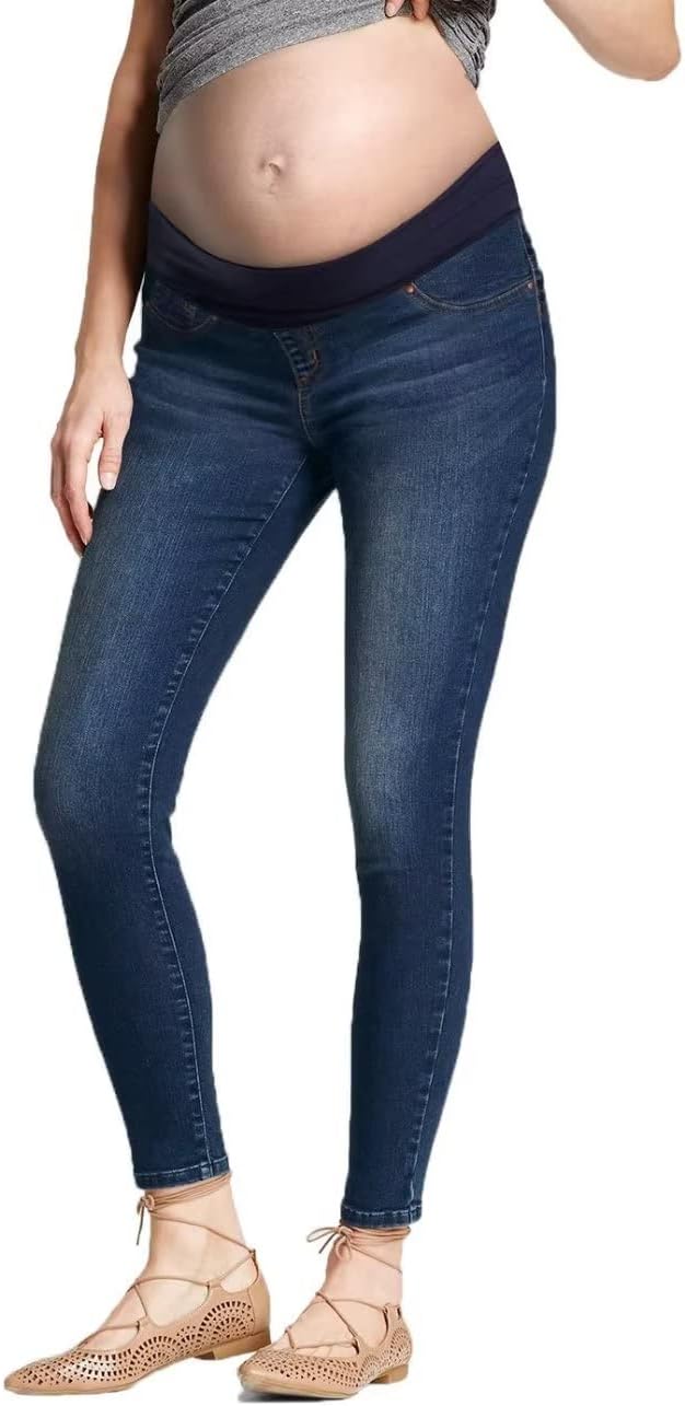 Hybrid & Company Women's Comfy Maternity Jeans | Super stretch denim, flexible maternity fit, comfortable support, suitable for work, travel, and everyday comfort