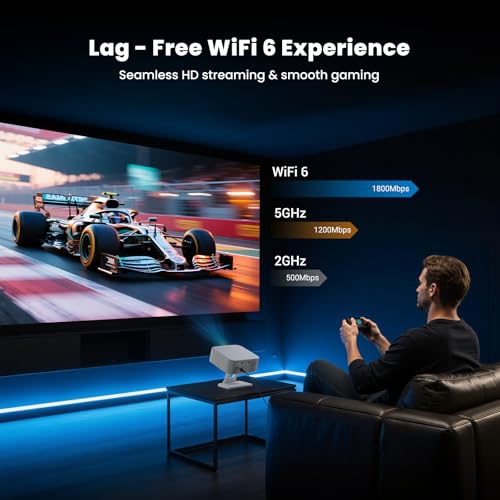Image of [1500 ANSI /Built-in APPs] Smart Projector with Wifi and Bluetooth: NICPOW Native 1080P Outdoor Projector, Compatible with Netflix, Auto Focus & Keystone, Portable Proyector for Home & Outdoor Use