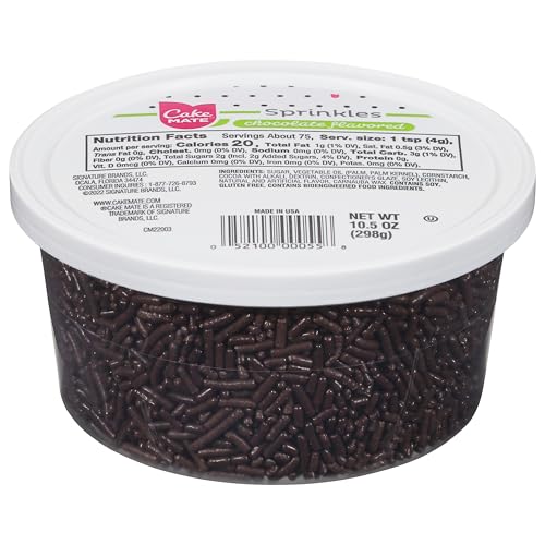 Cake Mate Chocolate Sprinkles with lid - Dessert Sprinkles for Ice Cream, Cookies, and Brownies...