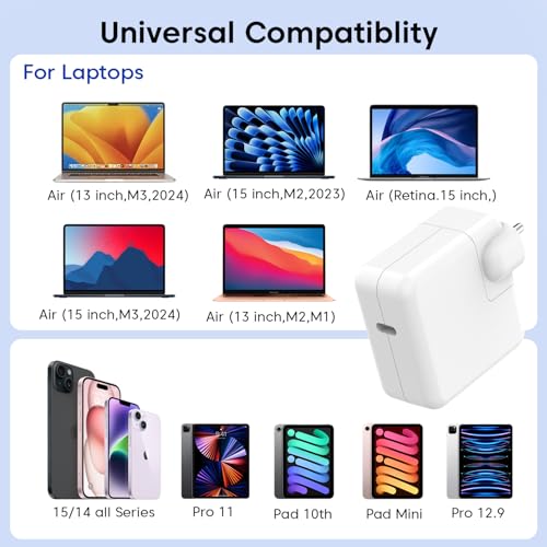 Image of 30W USB-C Power Adapter Compatible with Apple MacBook Air, iPad Pro, iPhone 15 /14 /13 & All USB-C Devices | Fast Charging Wall Adapter | Compact & Portable | White