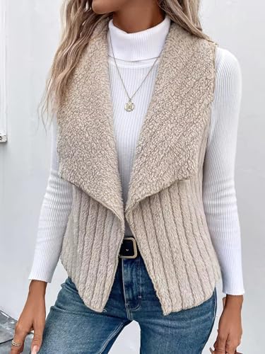 Sleeveless Sweater Vest Women Lapel Open Front Flannelette Coat Business Casual Premium Knit Vest Jacket3