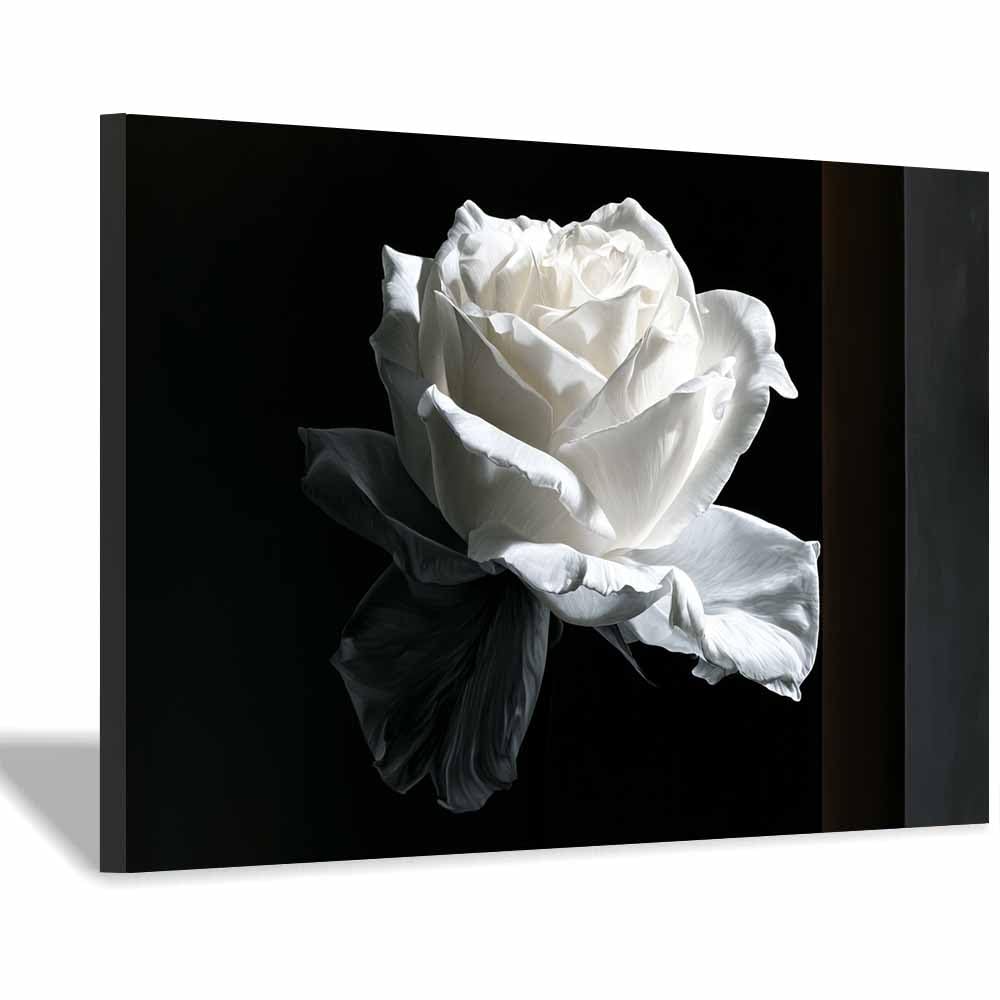 HOQIU Grey Wall Art Darks Tone Whites Ros prints for walls, canvas wall art, for Living Room Bedroom Bathroom Home Office Wall Decoration(Multicolor)-70x100cm Framed