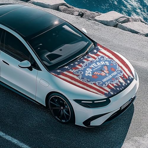 Image of American Flag Car Hood Cover, 250 Anniversary Automotive Exterior Accessories, July 4th USA Flag Butterfly All-Season Protection Suitable for SUV Sedan