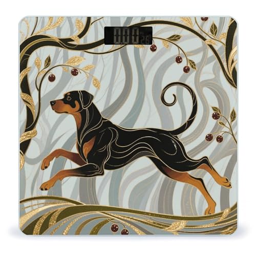 Báscula digital de baño Running Rotweiler vidrio templado miniatura 1