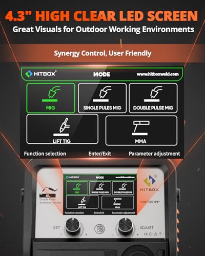 Image of HITBOX 8 in 1 Professional 200A 110V / 220V Dual Pulse Aluminum MIG Welder, Multi-Process Welding Machine for Single /Dual Pulse MIG, Lift TIG, MMA, Spot Welding, Gas Gasless and Spool Gun Compatible