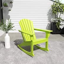 WestinTrends Dylan Outdoor Patio Poly Plastic Adirondack Rocking Chair, Lime