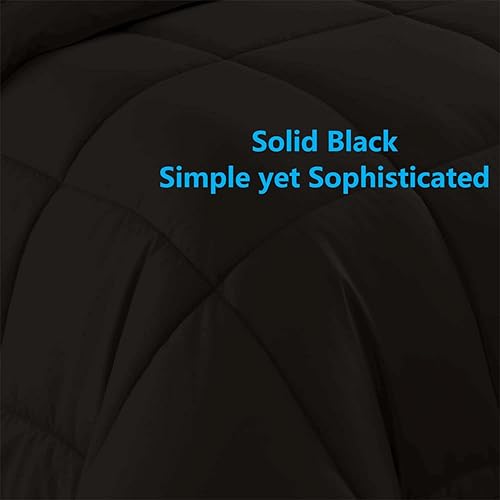 Miniatura 4 de SDIII Juego de edredón negro de 3 piezas, tamaño King, cama en una bolsa, resistente a las arrugas y a la decoloración, lujo de hotel, juego de cama