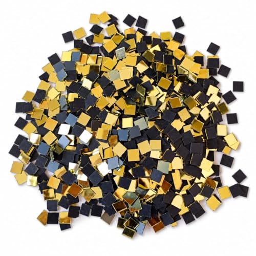 Image of NNJ GROUP 500 Pcs - Golden Square Shape Mirror Kit for Lippan Art and Craft Work, Jewellery Making with Fabric Glue