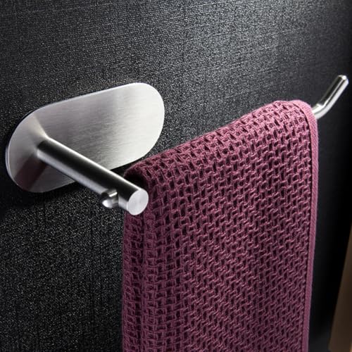ZUNTO Upgraded Self-Adhesive Hand Towel Holder – No Drilling Wall Mounted Hand Towel Ring, 6.29 Inch Brushed SUS 304 Stainless Steel, Strong Adhesive Bathroom & Kitchen Towel Bar Rack