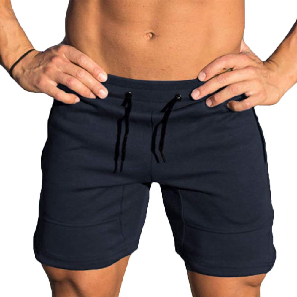 Sandbank Men's Navy Blue ’S Pocket Running Workout Gym Active Shorts Lounge Sleep Bottoms (, Uk Xl=Waist:35”-37”)