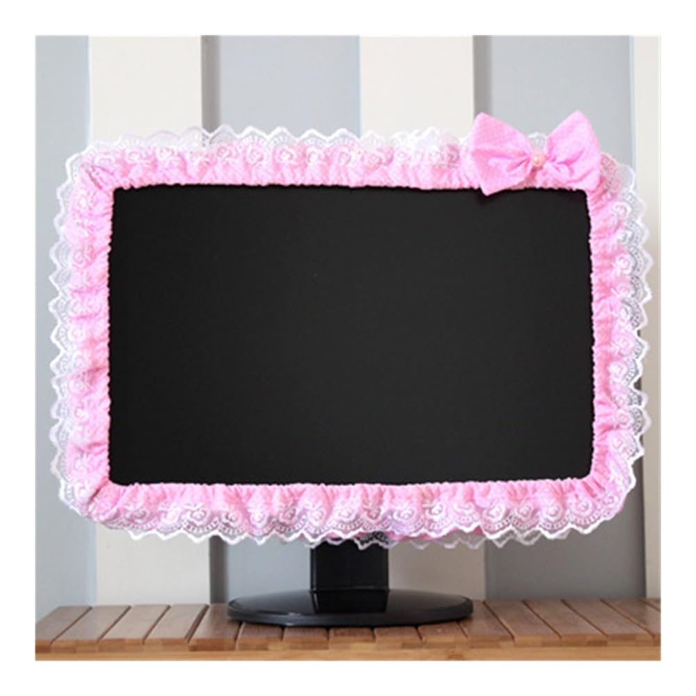 Funda antipolvo para PC de encaje rosa con ajuste elástico y bolsillo